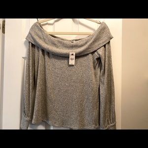 Express off the shoulder grey top